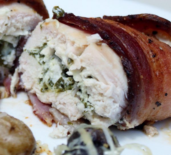 Bacon Wrapped Spinach & Cheese Stuffed Chicken Breasts – Mamal Diane